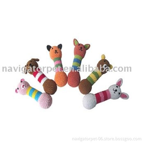 Colorful Pet Crochet Toy,Crochet Animal Sticks